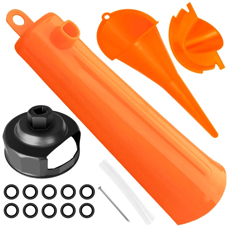 Shonee Oil Change Tool Kit for Harley Davidson Accessories,Oil Filter Wrench,Crankcase Fill Tool,Primary Case Funnel,Drip-Free Oil Filter Funnel,10PCS O-Rings - Image 1